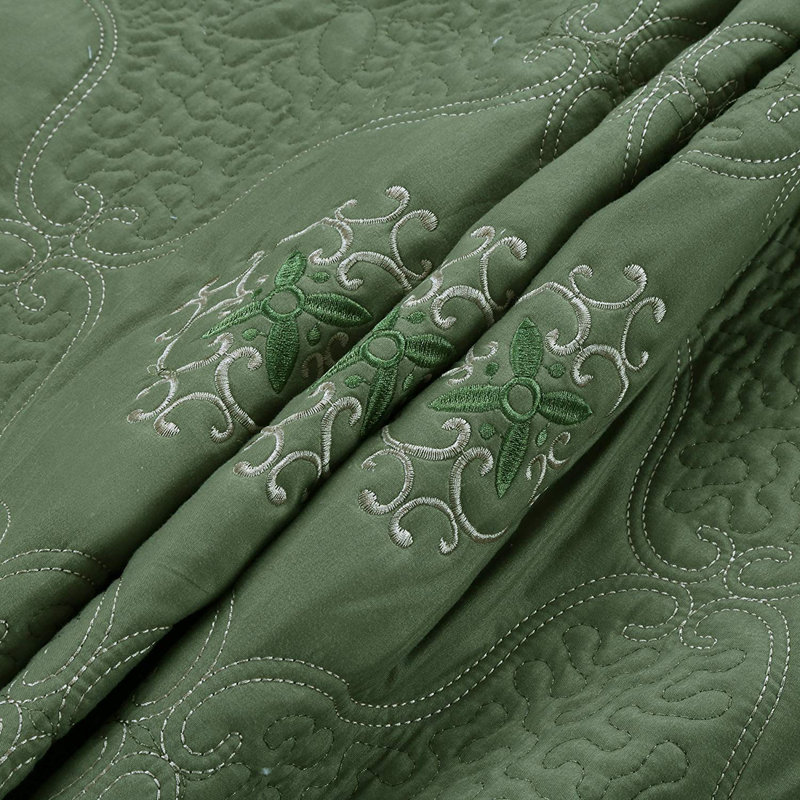 P-emma Quilt Abstract Quilt, Queen Quilt + 2 Shams, Olive Green