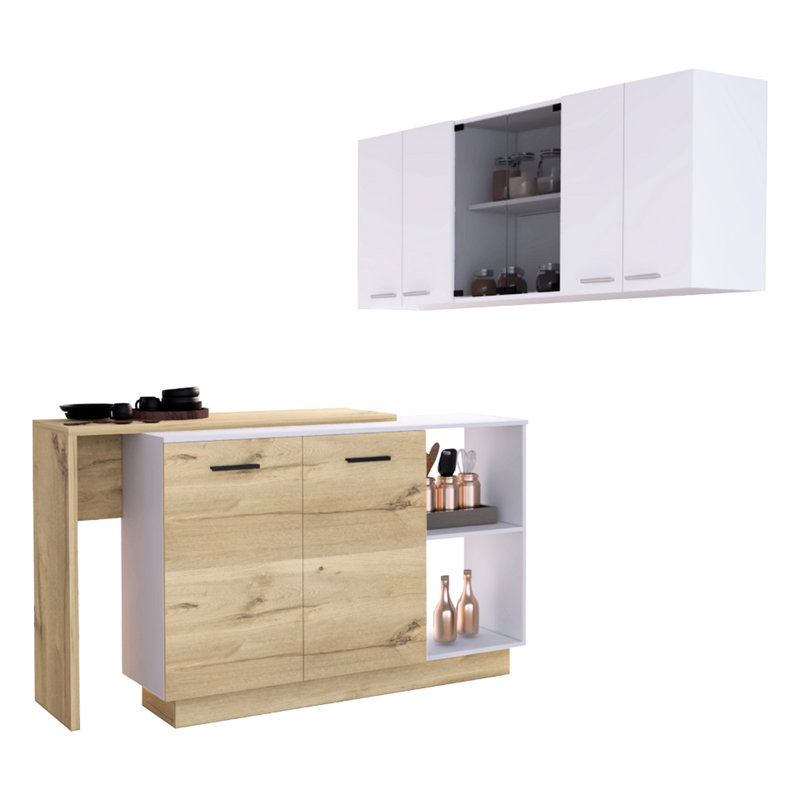 Armoire murale blanche et chêne pour îlot de cuisine - fonctionnelle pour vous Modern 2 & Dream