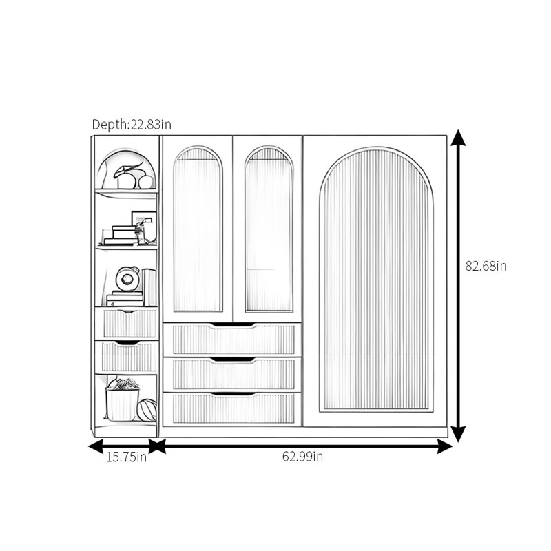 Armoire moderne, simple et luxueuse, H 82,68 po x l 78,74 po x P 22,83 po