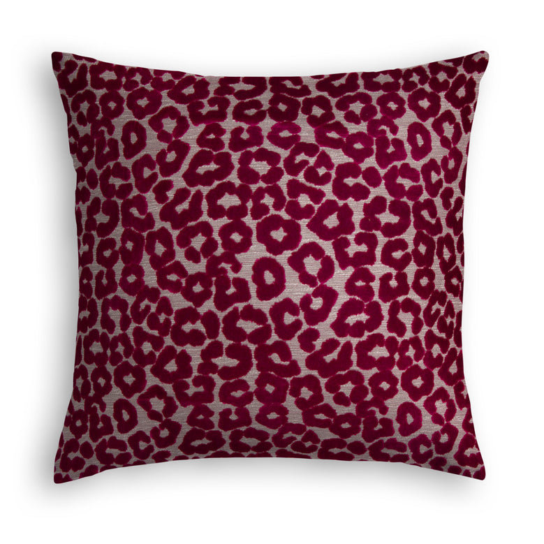 Animal Print Velvet Throw Pillow, 24" x 24", Pink