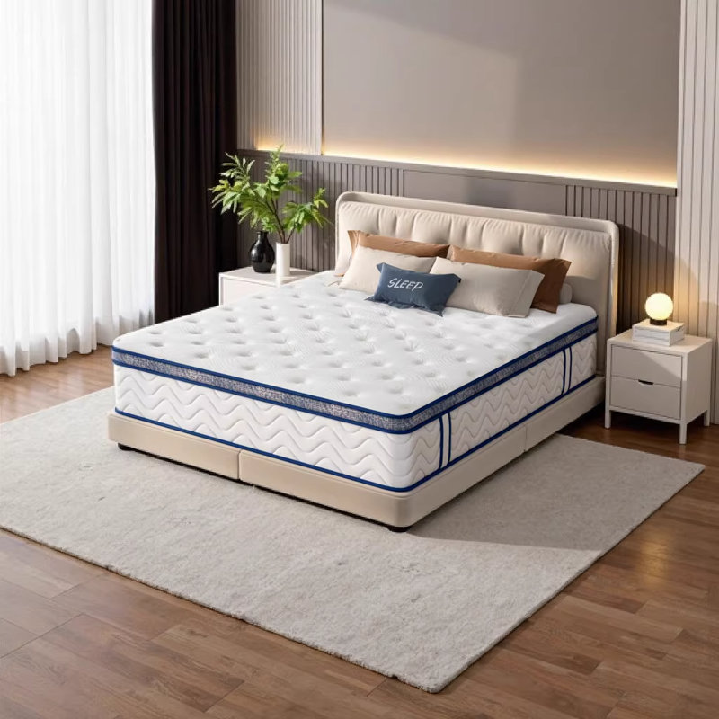 Matelas hybride double de 12 po avec ressorts ensachés individuellement - support ferme moyen pour un sommeil réparateur, 12"