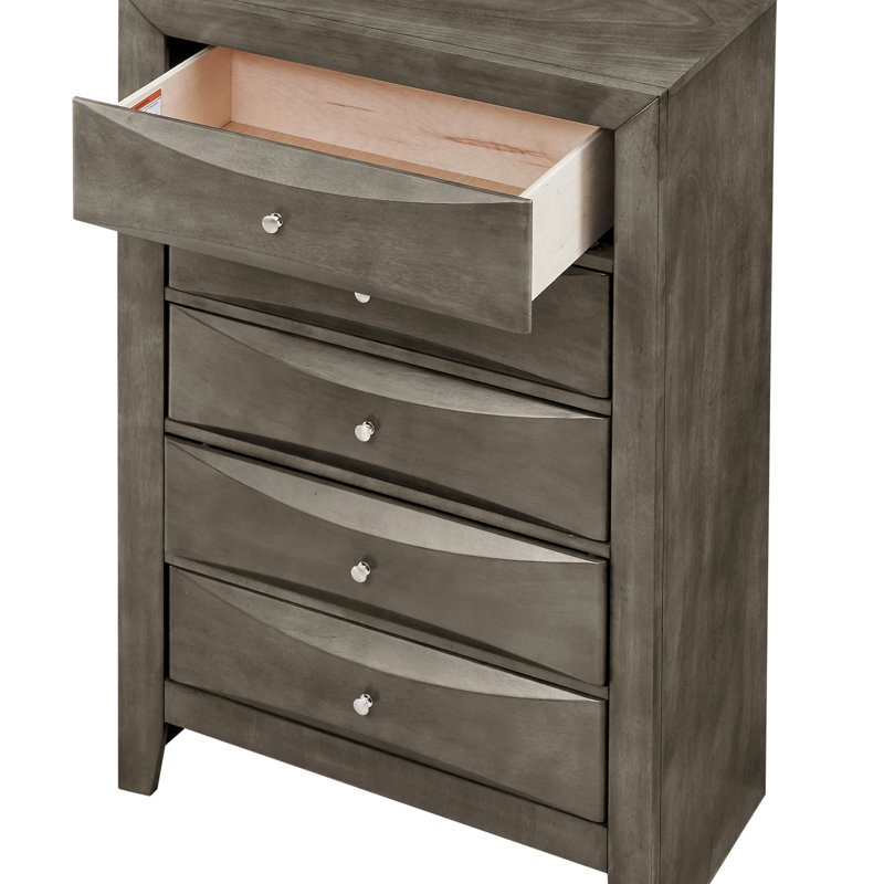 Commode Marilla G1505-CH, commode en bois de style campagne américaine moderne (commode), Gris