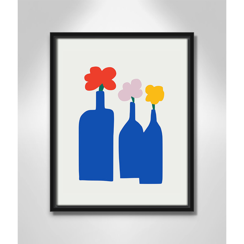 «Bold Blooms Trio Print» par Dean, Framed Canvas, L 12,5 po x H 15,5 po, Cadre flottant noir