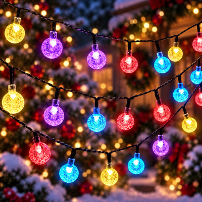 Cottone 256'' Outdoor Solar Powered Lights Decorations with 8 Modes 30-Bulb Globe Integrated LED String Lights for Christmas Decor