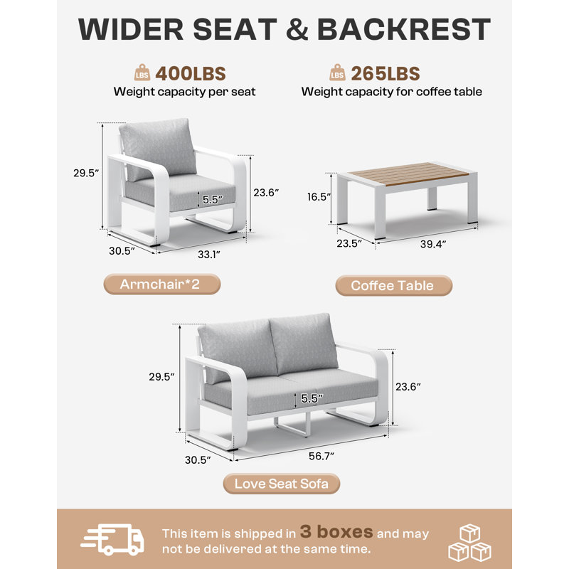 Chaise d'appoint d'extérieur 1 pièce, Gris clair, Blanc