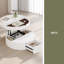 Table basse ronde à 1 tiroir avec plateau en marbre et grain de bois 29,5 po