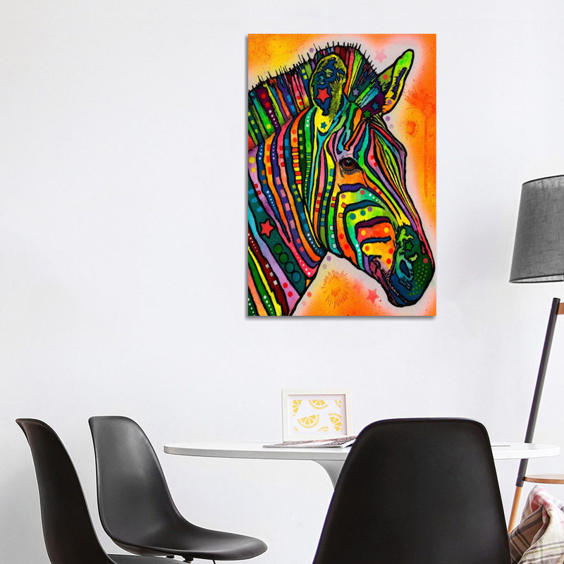 Zebra by Dean Russo - Wrapped Canvas Painting, 101.6 cm H x 66.04 cm W x 1.91 cm D