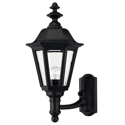 Black Beveled Glass Outdoor Wall Lantern