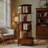 Rotating Bookshelf With Drawer, 360 Display 5 Tier Corner Bookshelf For Small Space, Floor Standing Bookcase Storage Rack, Wood Narrow Book Shelf Organizer For Bedroom, Living Room (WALNUT)-610084610-610084636