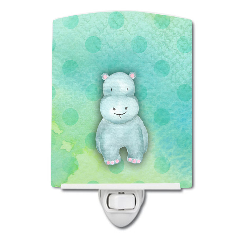 Polka Dots Hippopotamus Ceramic Night Light