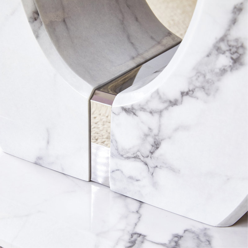 Table à thé Modern Luxury Imitation Marble, Blanc