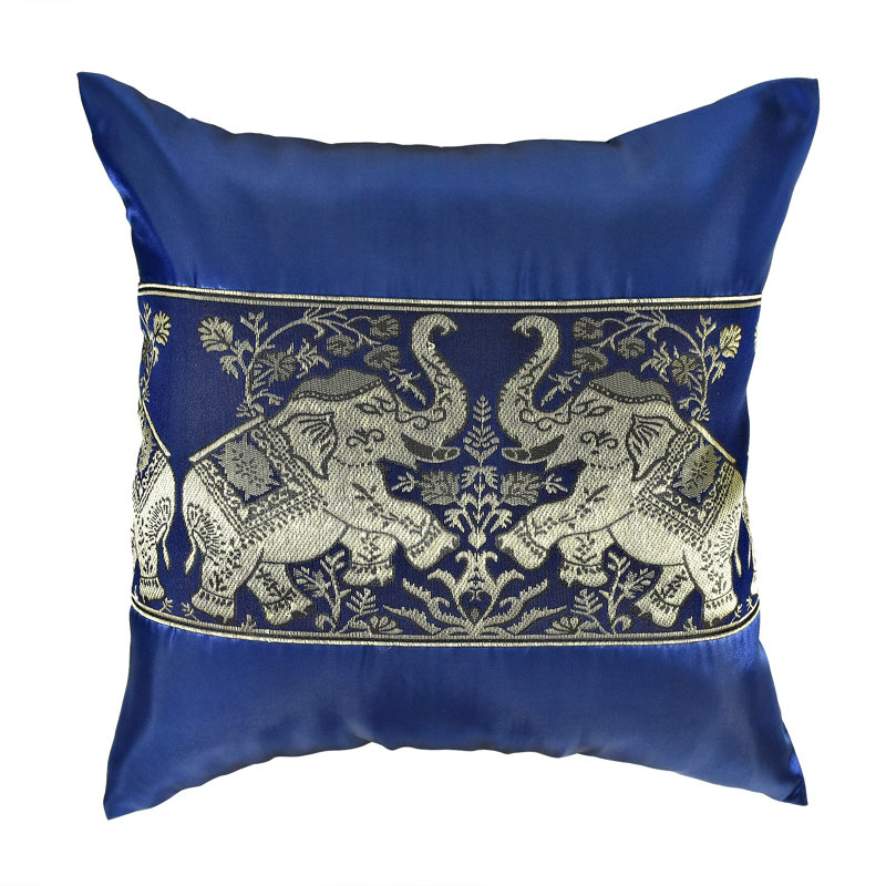 Housse de coussin en coton à imprimé animal 16 po, Bleu