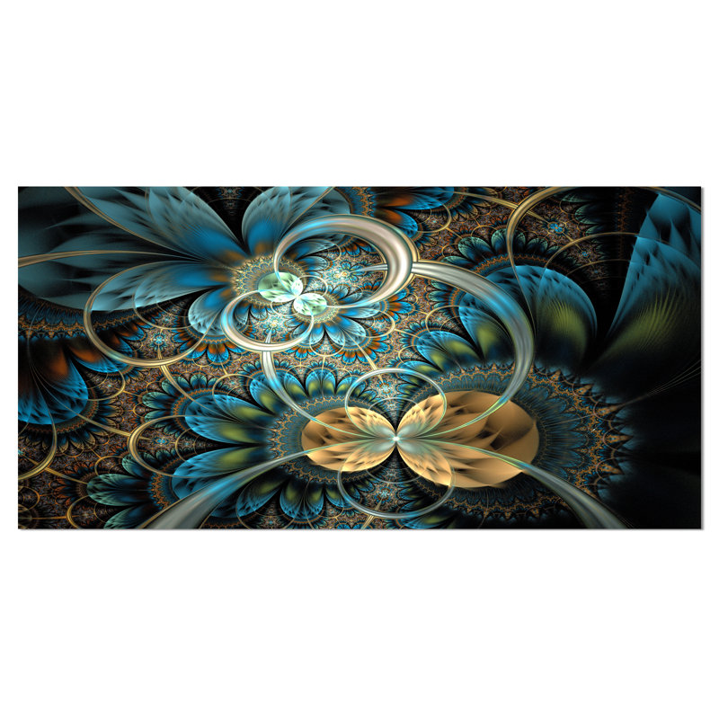 «Symmetric Blue Gold Fractal Flower», impression, H 16 po x l 32 po x p 1 po, H 36 po x l 46 po x p 1,5 po