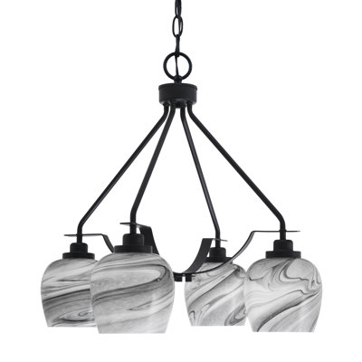 Lustre 4 lumières Odyssey Downown illustré avec verre de 6 po