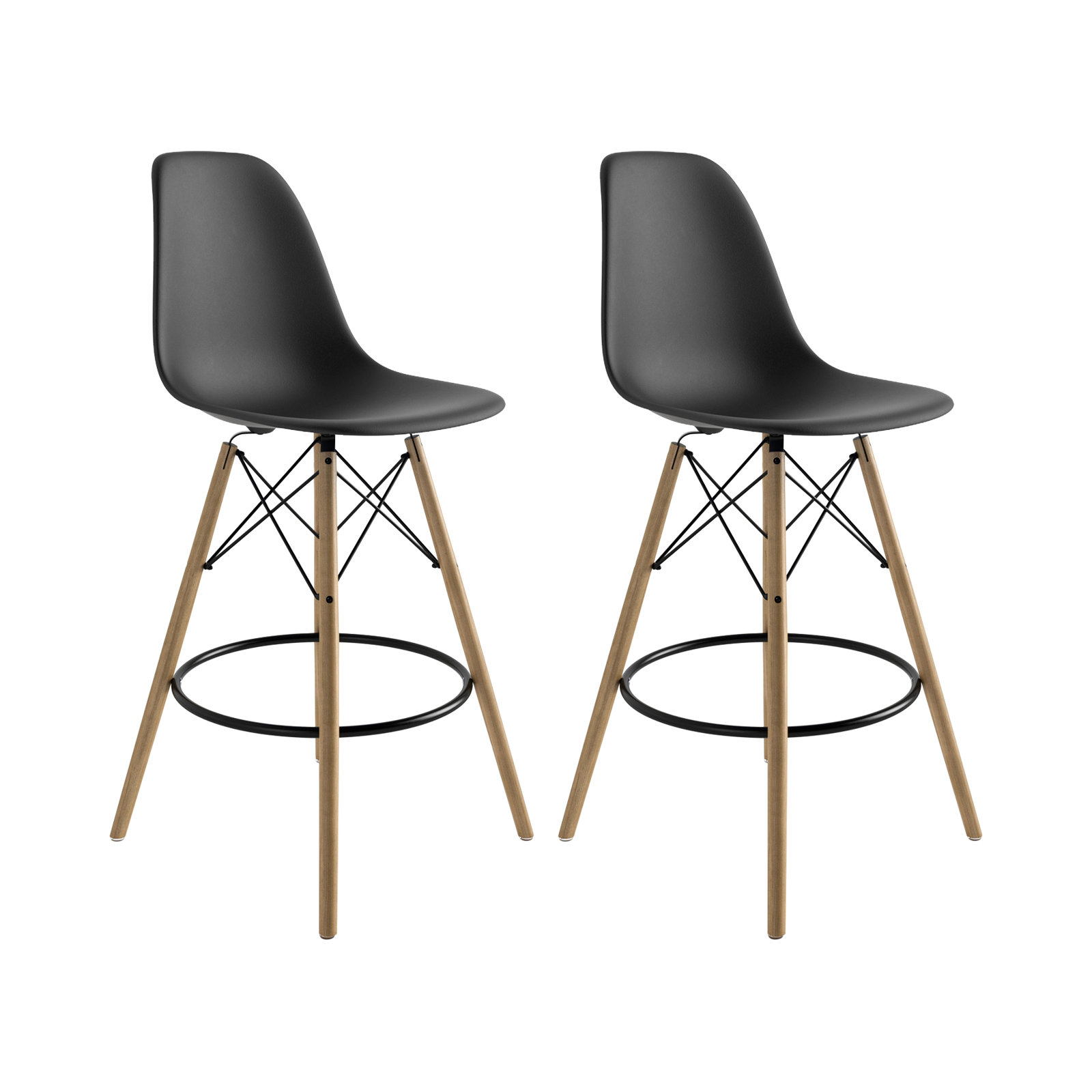 Jordan Bar and Counter Stool, Black/Natural, Counter Stool (26" Seat Height)