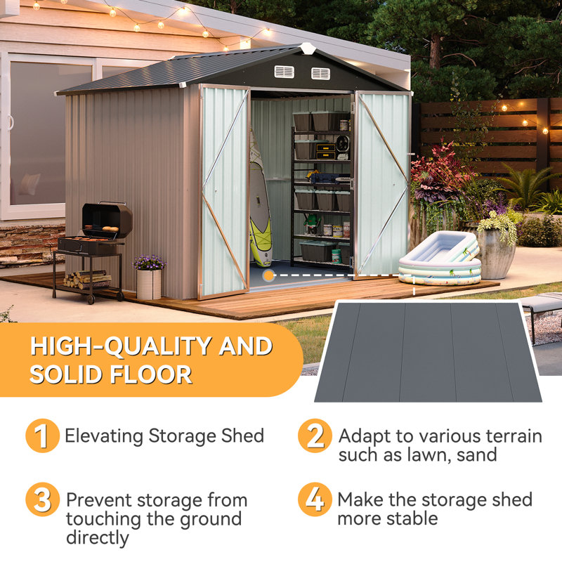 Outdoor Storage Shed With Floor 6 X 8 Ft
