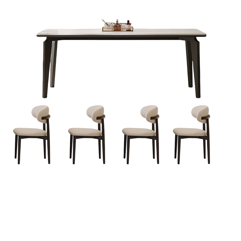 Superbe ensemble de chaises de table en pierre de frêne blanc brûlé, H 29,52 po x L 78,74 po x l 31,49 po