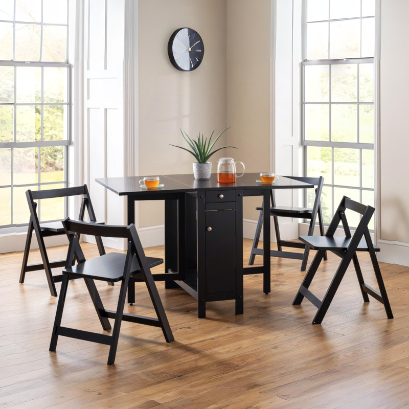 Alfreda 4 - Person Drop Leaf Dining Set, Black