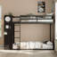 Lit simple superposé simple avec 4 tiroirs de rangement, rail suspendu, bande lumineuse et tablettes intégrées et 2 panneaux perforés, noir, 3 couleurs disponibles-130085095