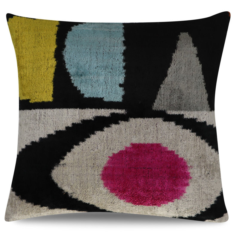  Housse de coussin et insert, Noir / gris, 16 po x 16 po, Carré