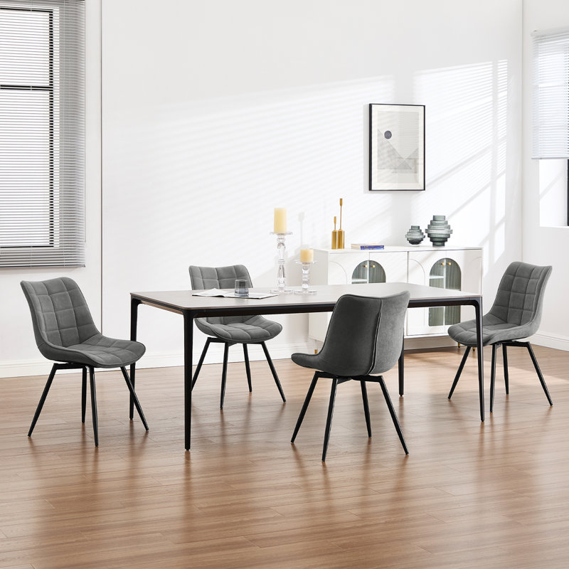 45.5cm H Velvet Upholstered Side Chair, Dark Grey