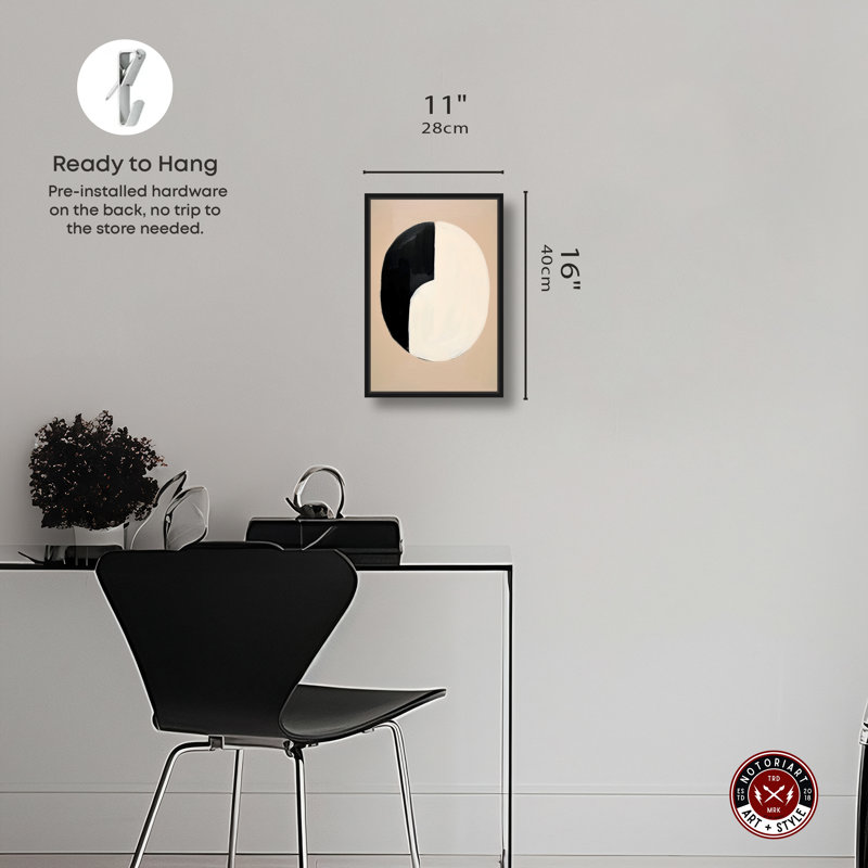 «One Coin Retro Abstract Wall Art» par Notoriart, Cadre noir, H 16 po x l 11 po