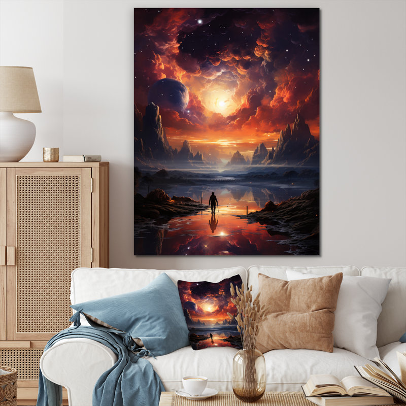 Merveille universelle orange et noire sur toile, Toile tendue, H 32 po x l 24 po x P 1 po