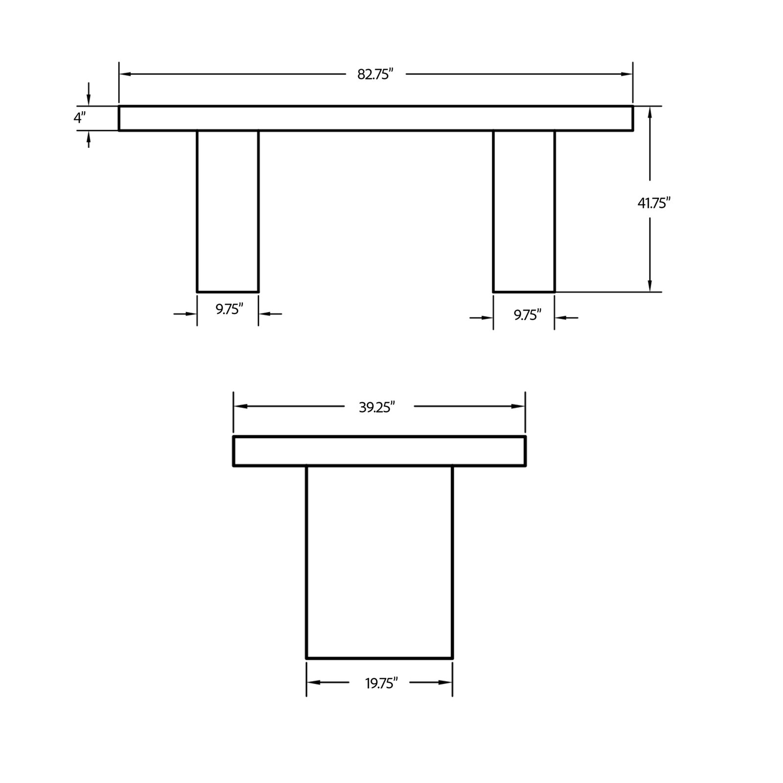 Kareen Pedestal Dining Table, Dark Gray, Bar Table (41.75" Height), 82.75" L x 39.25" W