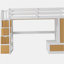 Lit mezzanine double avec bureau et tablettes, deux tiroirs intégrés et escalier de rangement-121110388