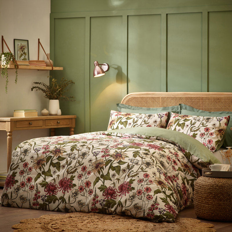 Wallflower Polyester Floral Duvet Cover Set with Pillowcases Included, Double - 2 Standard Pillowcases