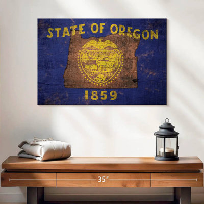 State Map Over Oregon Flag