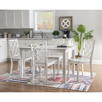 Gapland 5 Piece 48" Solid Wood Lattice Back Dining Set by Gracie Oaks