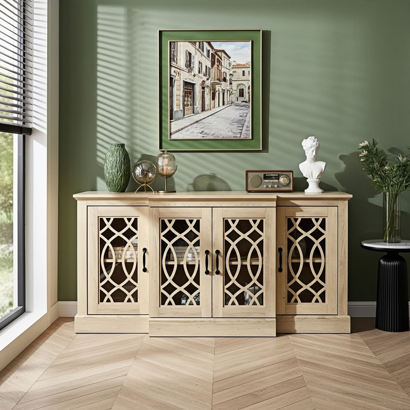 Buffet large 4 portes Eleana, Naturel