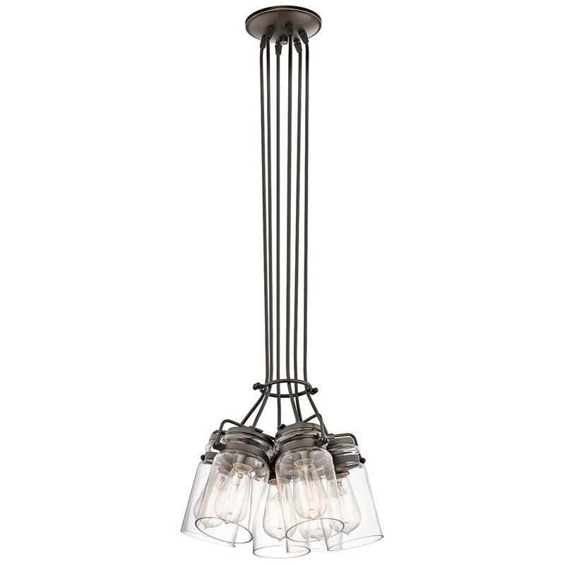New Britain 6 - Light Oil Rubbed Bronze Cluster Pendant