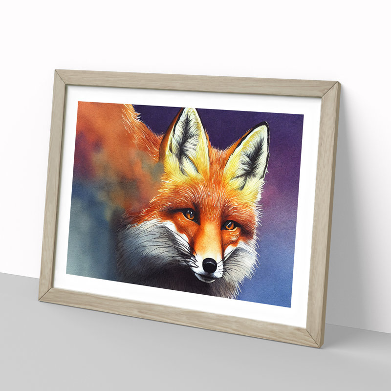 Fox Vol.3 1 Piece Single Picture Frame Wall Art, 25cm H x 34cm W x 2cm D, Oak