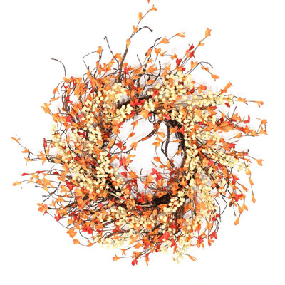 24" Handcrafted Twig, Berry No Holiday Wreath
