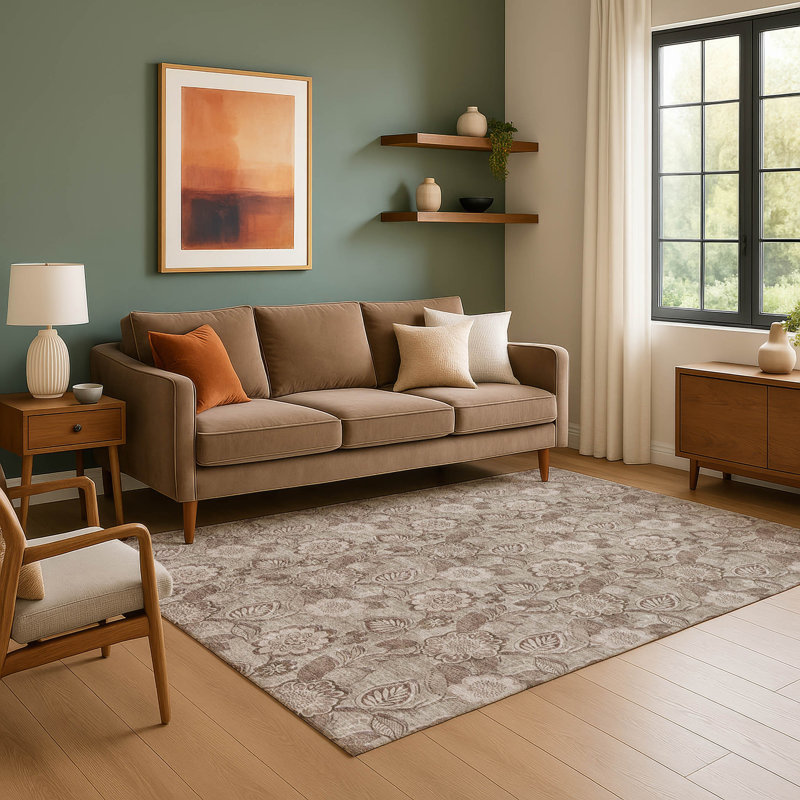 Premium Machine Washable Ralston AMF1939 Floral Rug, Rectangle 10' x 14'