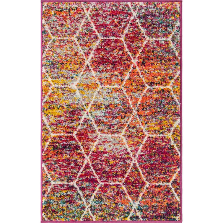 Tapis géométrique fuchsia