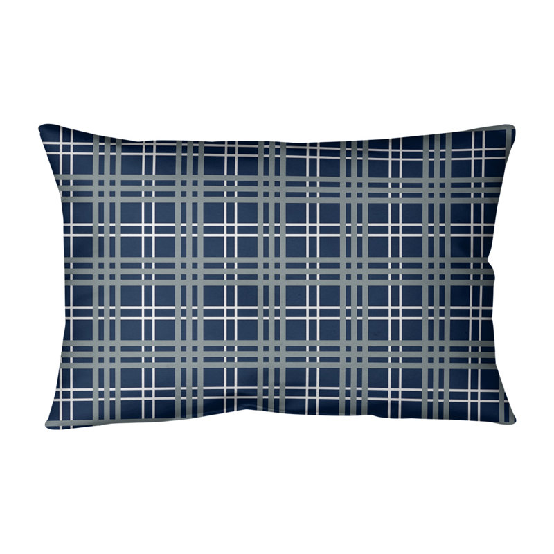Housse de coussin et insert rectangulaires Luxury, Bleu / blanc / argent, Polyester sergé
