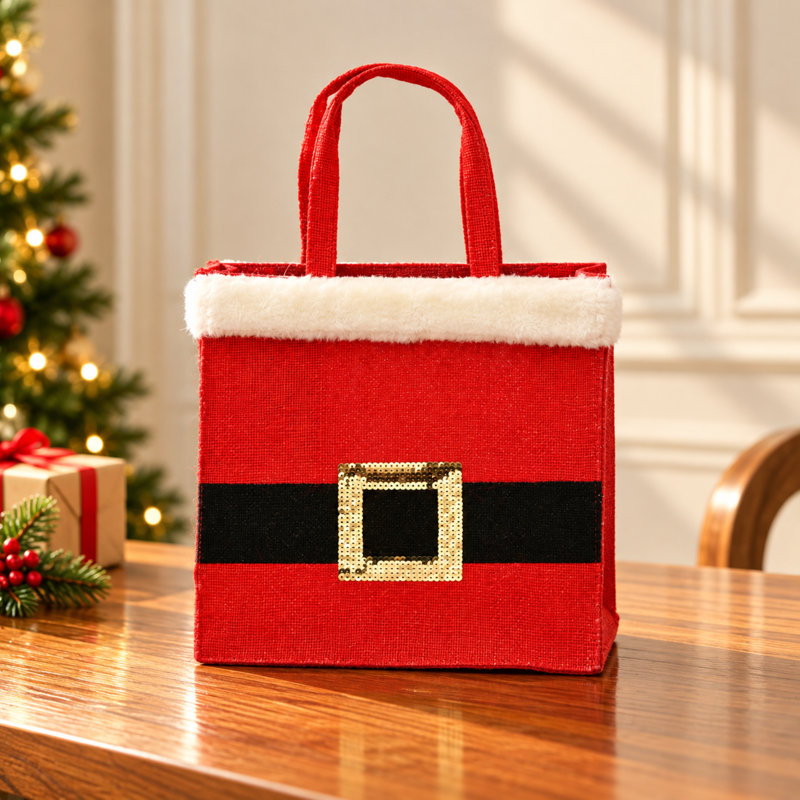 Sac de Noël en jute | Sac-cadeau en plastique à paillettes