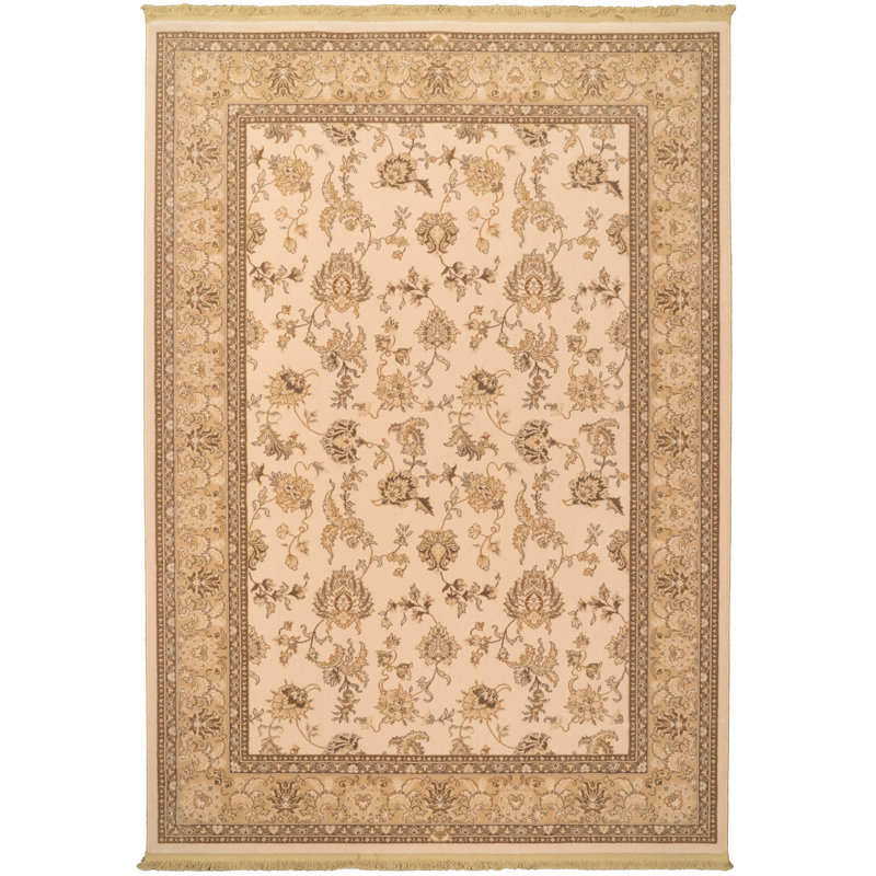 Tapis de surface ivoire en laine brillante Hermione, Rectangle 9 pi 10 po x 13 pi 1 po