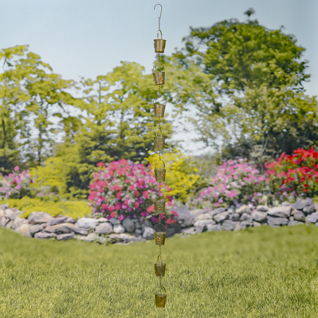 Givens Weather Resistant Metal Plants & Flowers Rain Chain (Set of 6) Rosalind Wheeler