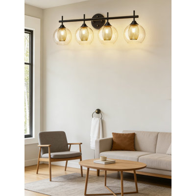 Luminaire de meuble-lavabo Farmhouse avec design en nid d'abeille, globe en verre transparent et fixation réglable pour applique murale de salle de bain