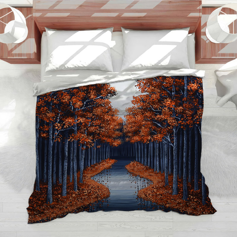 Autumn Forest Bedding Nature Comforter Rustic, Queen Comforter