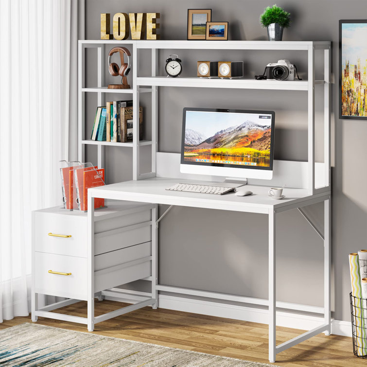 17 Stories Computer Desk with Storage Shelves & Reviews