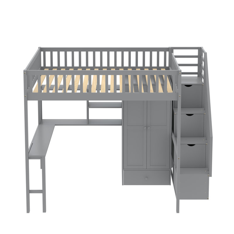 Lit mezzanine double Penington Kids, gris