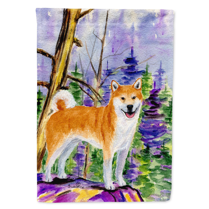 Shiba Inu Multicolor Polyester Garden Flag