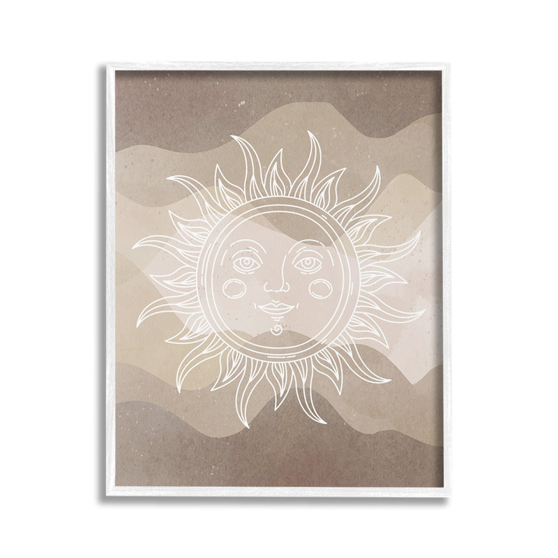 «Boho Celestial Sun», art mural par Lil 'Rue, Giclée encadrée blanc bord de mer, H 16 po x l 20 po