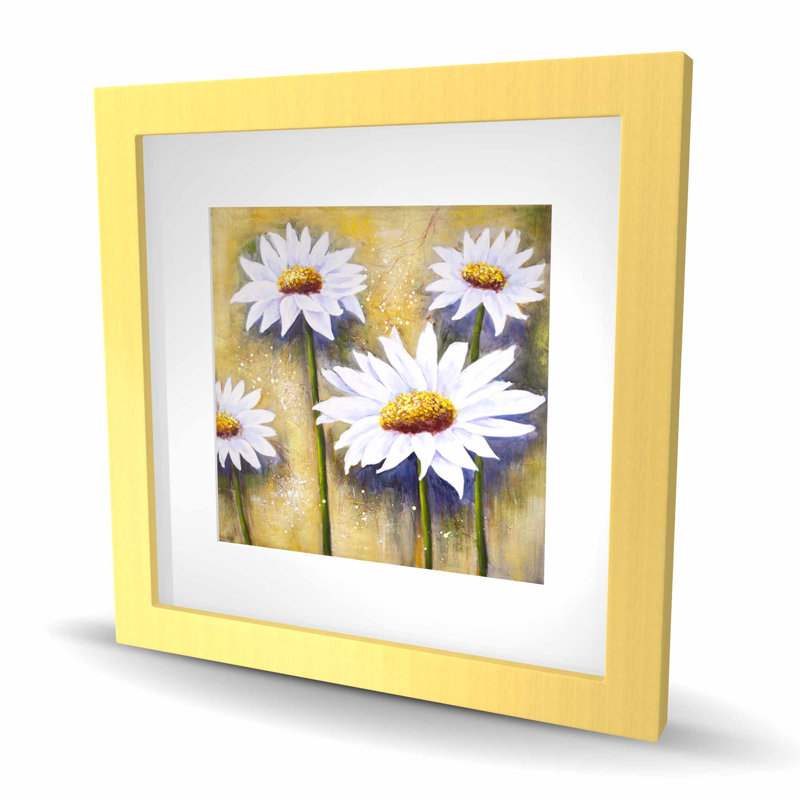 «Daisies at Sun - Romantic Flowers», reproduction encadrée