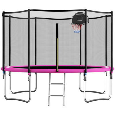 SENCHO GINSYTALIOR Round Backyard Trampoline with Safety Enclosure